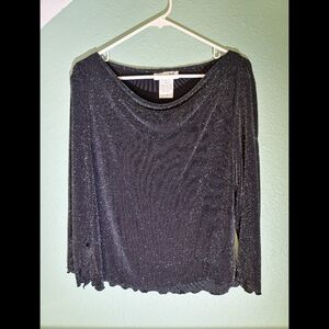 Connected Black Sparkling Shirt Long Sleeve